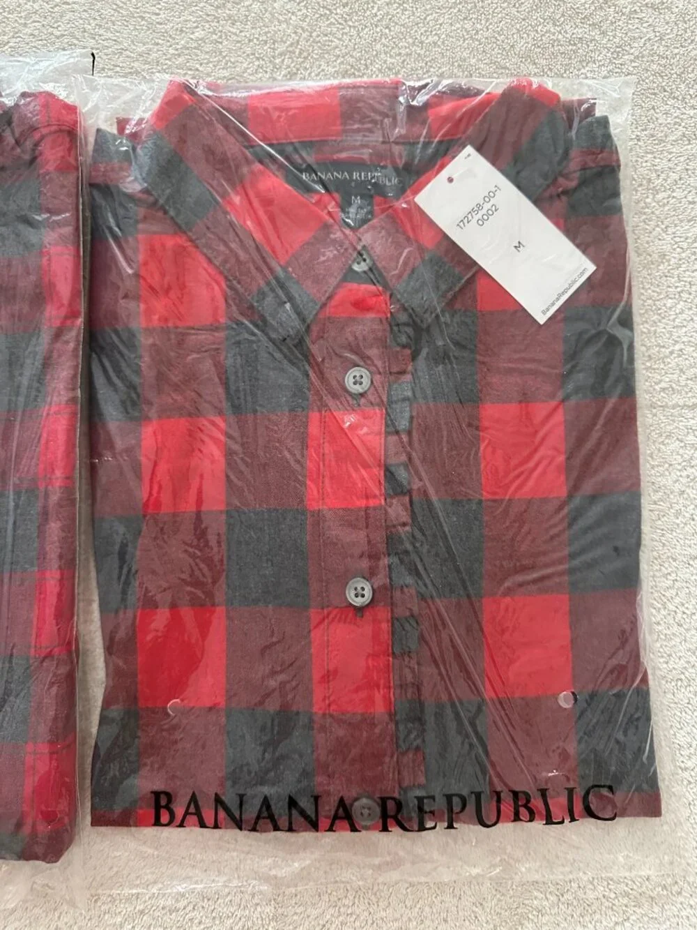 2 NEW NWT Banana Republic Men’s Plaid & Flannel Button Down Shirt Lot Red Black